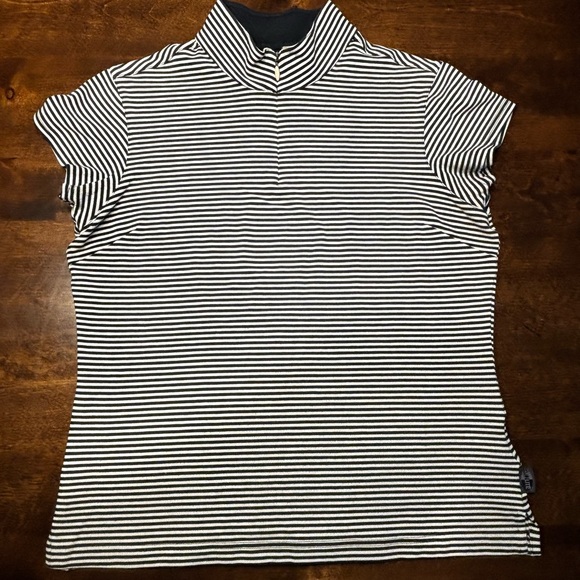 Adidas Black and White Fitted Cap Sleeve M Golf Pickleball ClimaLite Stretch - Picture 1 of 6